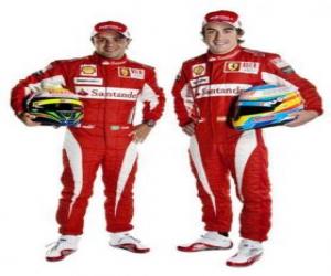 пазл Фелипе Масса и Фернандо Алонсо Ferrari драйверы